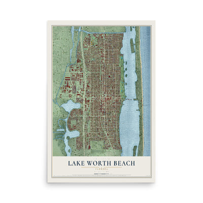 Lake Worth Beach, Florida map print, 12" x 18" Archival Matte Print mockup