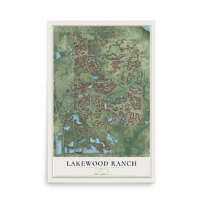 Lakewood Ranch, Florida map print, 12" x 18" Archival Matte Print mockup