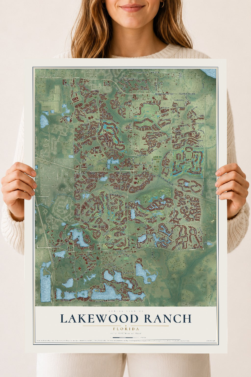Lakewood Ranch, Florida map print, 18" x 24" Archival Matte Print mockup