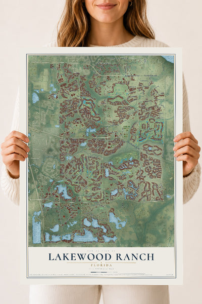 Lakewood Ranch, Florida map print, 18" x 24" Archival Matte Print mockup