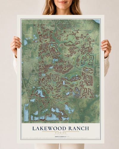 Lakewood Ranch, Florida map print, 24" x 36" Archival Matte Print mockup