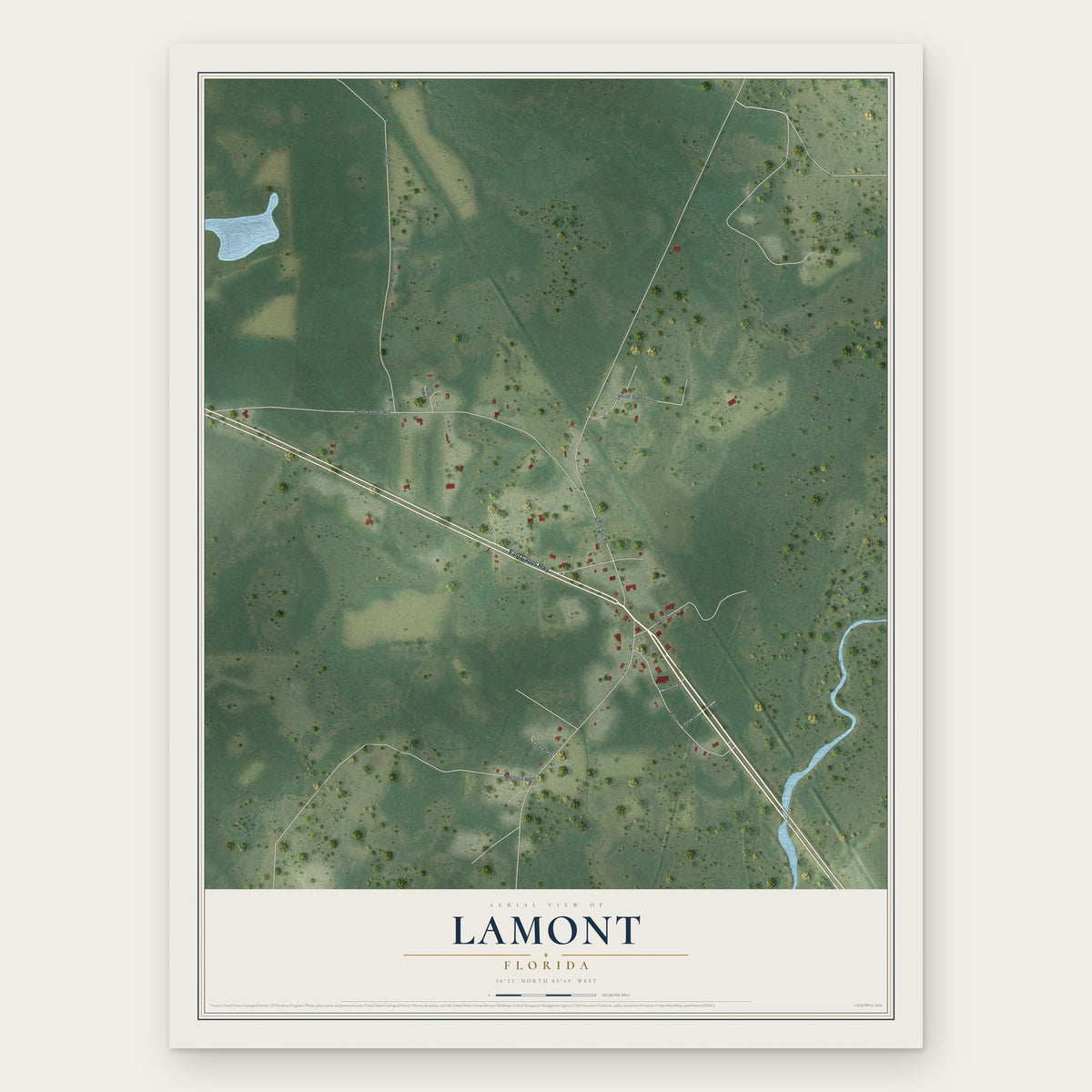 Lamont, Florida map print, the full design