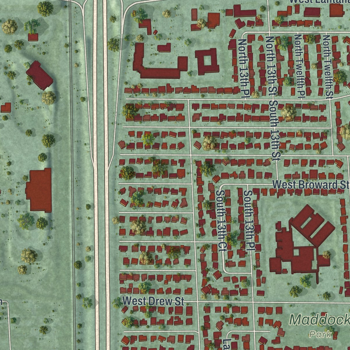 Close-up 2 of the Lantana, Florida map artwork