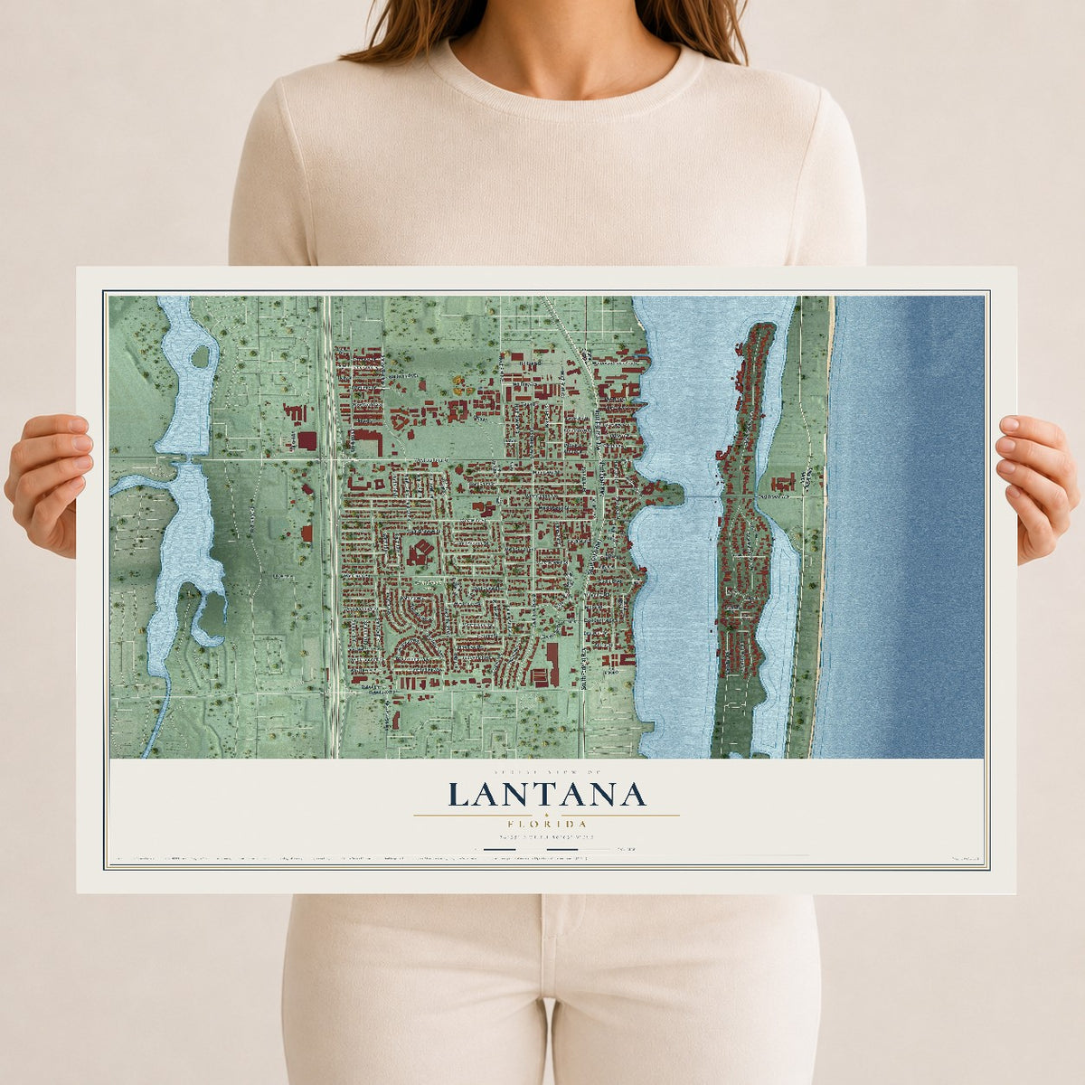 Lantana, Florida map print, 12" x 18" Archival Matte Print mockup