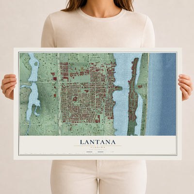 Lantana, Florida map print, 12" x 18" Archival Matte Print mockup