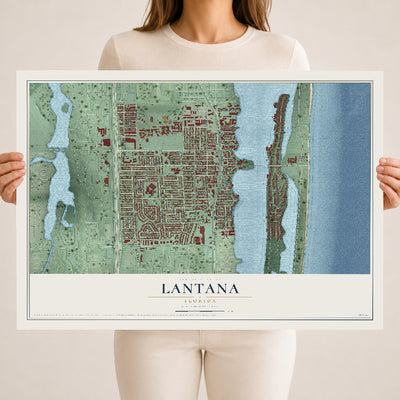 Lantana, Florida map print, 18" x 24" Archival Matte Print mockup