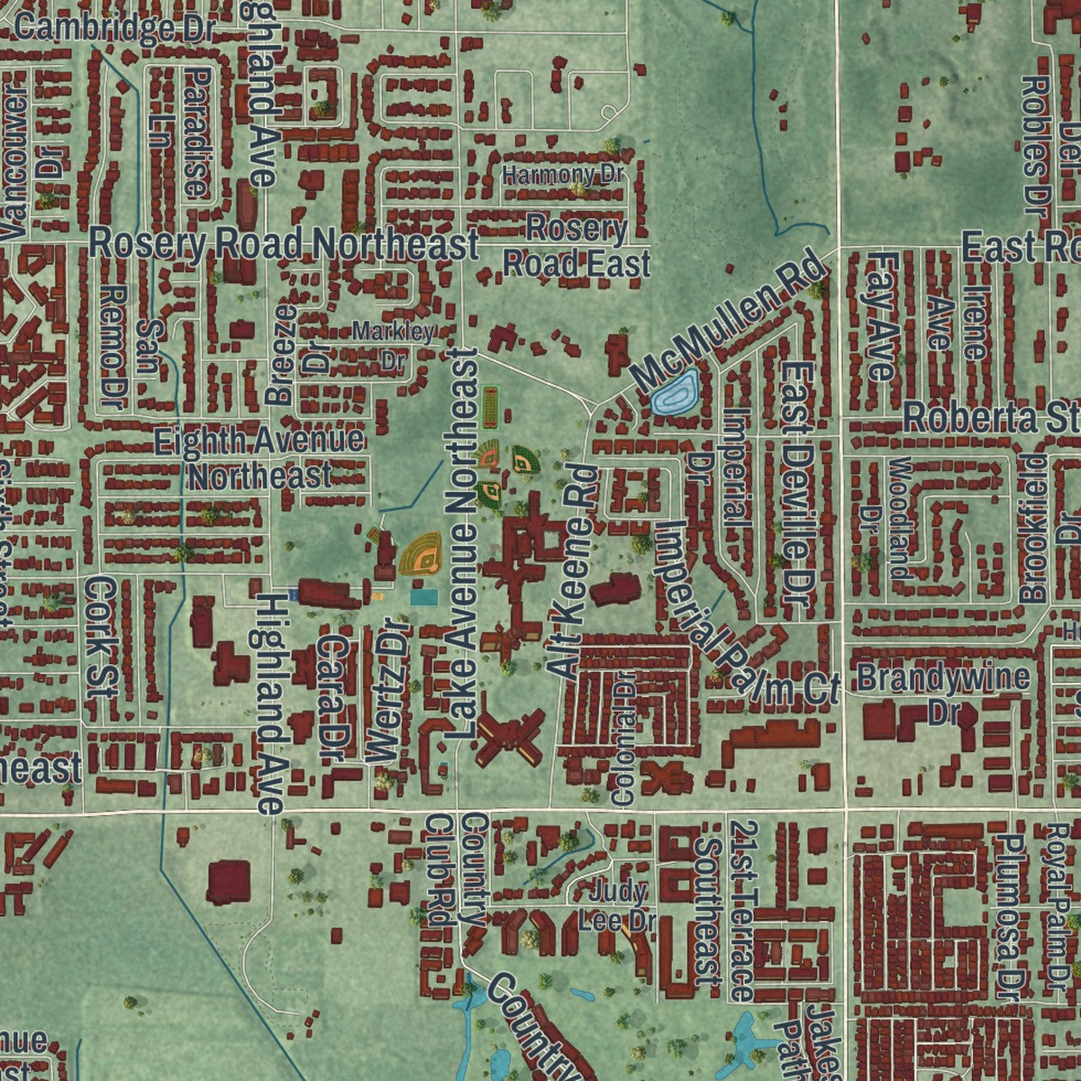 Close-up 2 of the Largo, Florida map artwork