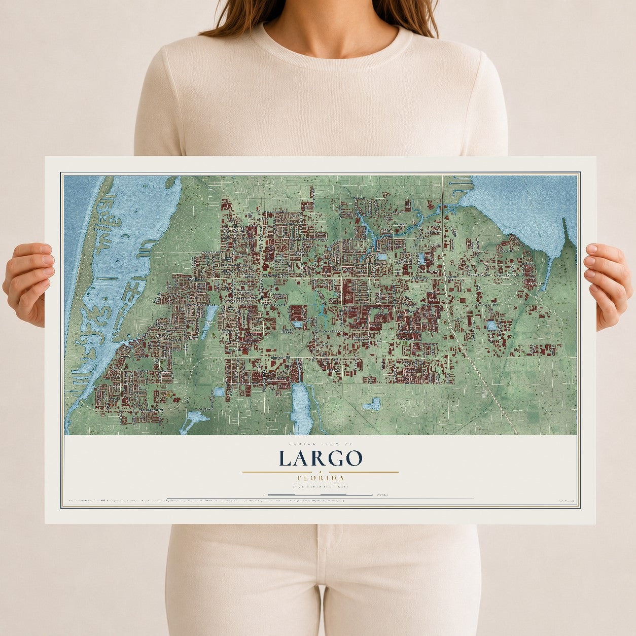 Largo, Florida map print, 12" x 18" Archival Matte Print mockup