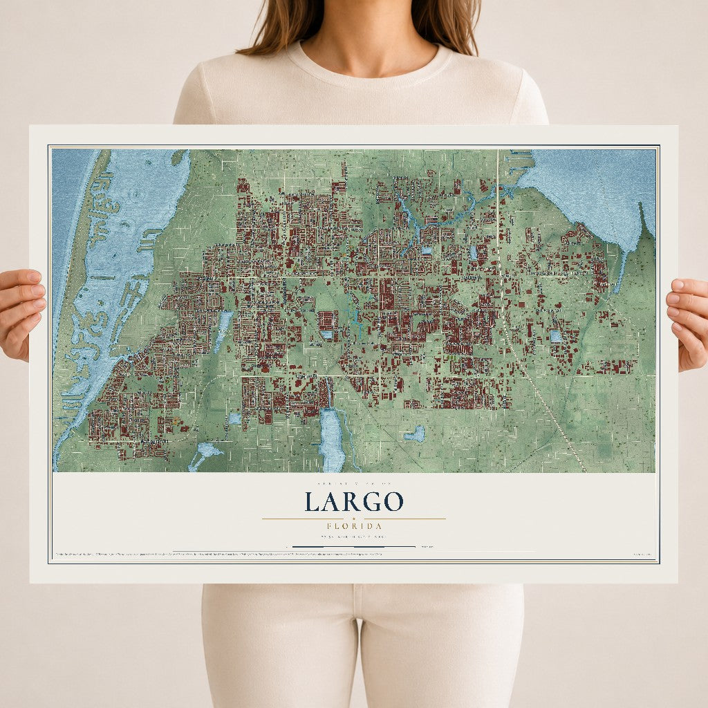 Largo, Florida map print, 18" x 24" Archival Matte Print mockup