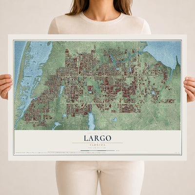 Largo, Florida map print, 18" x 24" Archival Matte Print mockup