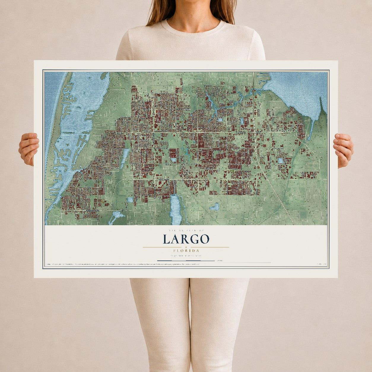 Largo, Florida map print, 24" x 36" Archival Matte Print mockup