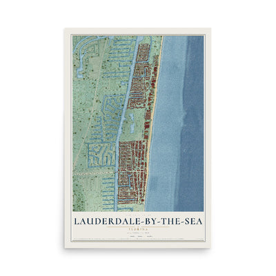 Lauderdale-by-the-Sea, Florida map print, 12" x 18" Archival Matte Print mockup