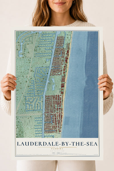 Lauderdale-by-the-Sea, Florida map print, 18" x 24" Archival Matte Print mockup
