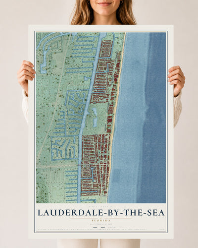 Lauderdale-by-the-Sea, Florida map print, 24" x 36" Archival Matte Print mockup