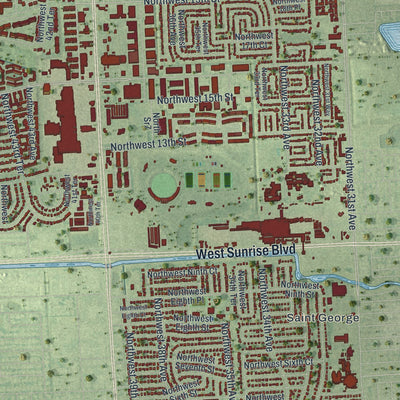 Close-up 2 of the Lauderhill, Florida map artwork