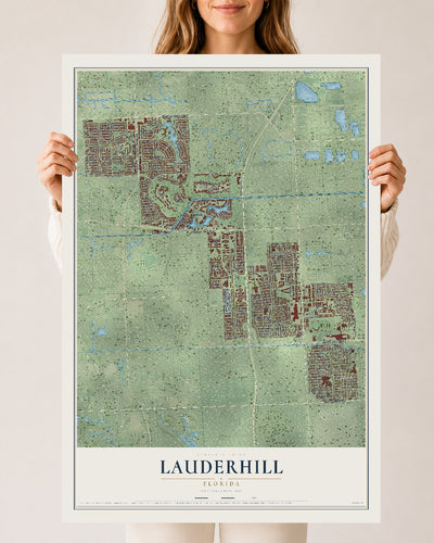Lauderhill, Florida map print, 24" x 36" Archival Matte Print mockup