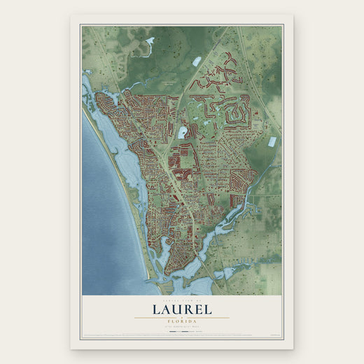 Laurel, Florida map print, the full design