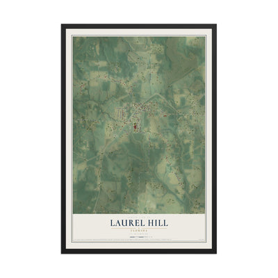Laurel Hill, Florida map print, 12" x 18" W/ Black Ayous Wood Frame mockup