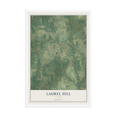 Laurel Hill, Florida map print, 12" x 18" W/ White Ayous Wood Frame mockup