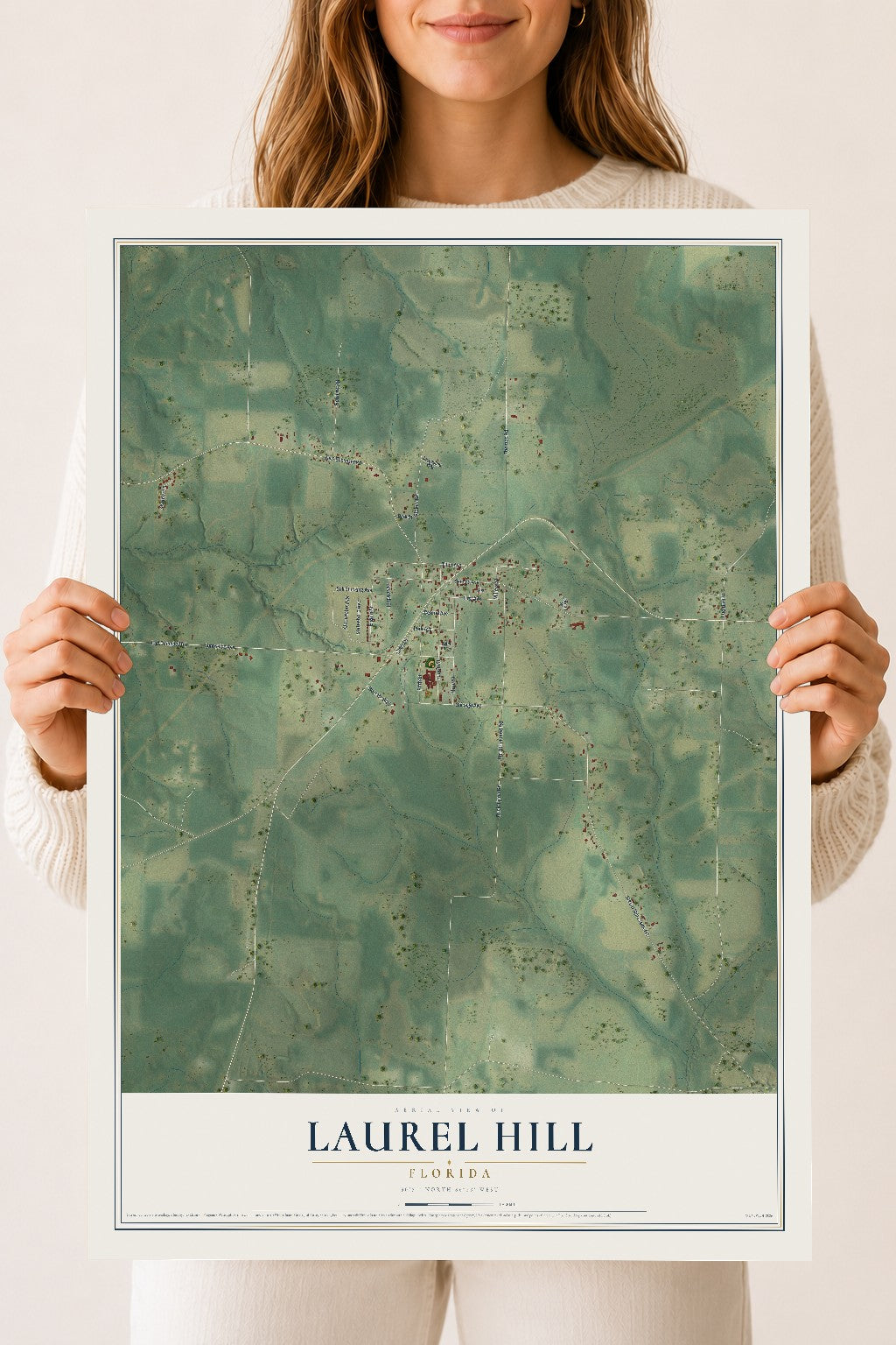 Laurel Hill, Florida map print, 18" x 24" Archival Matte Print mockup