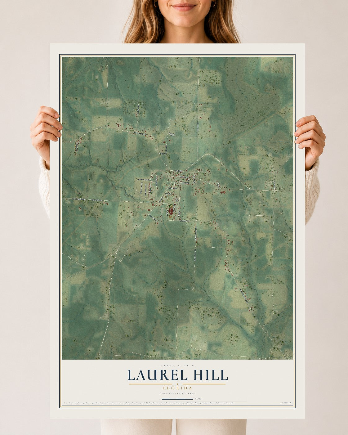 Laurel Hill, Florida map print, 24" x 36" Archival Matte Print mockup
