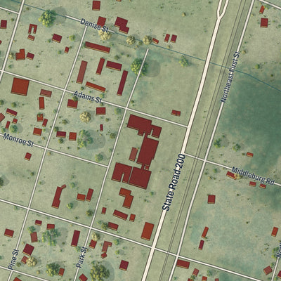 Close-up 1 of the Lawtey, Florida map artwork