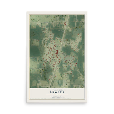Lawtey, Florida map print, 12" x 18" Archival Matte Print mockup