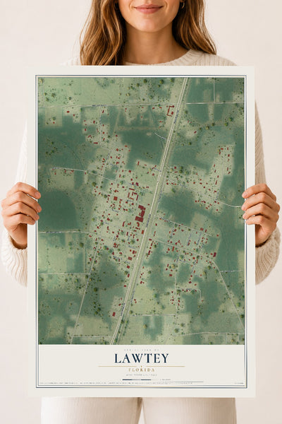 Lawtey, Florida map print, 18" x 24" Archival Matte Print mockup
