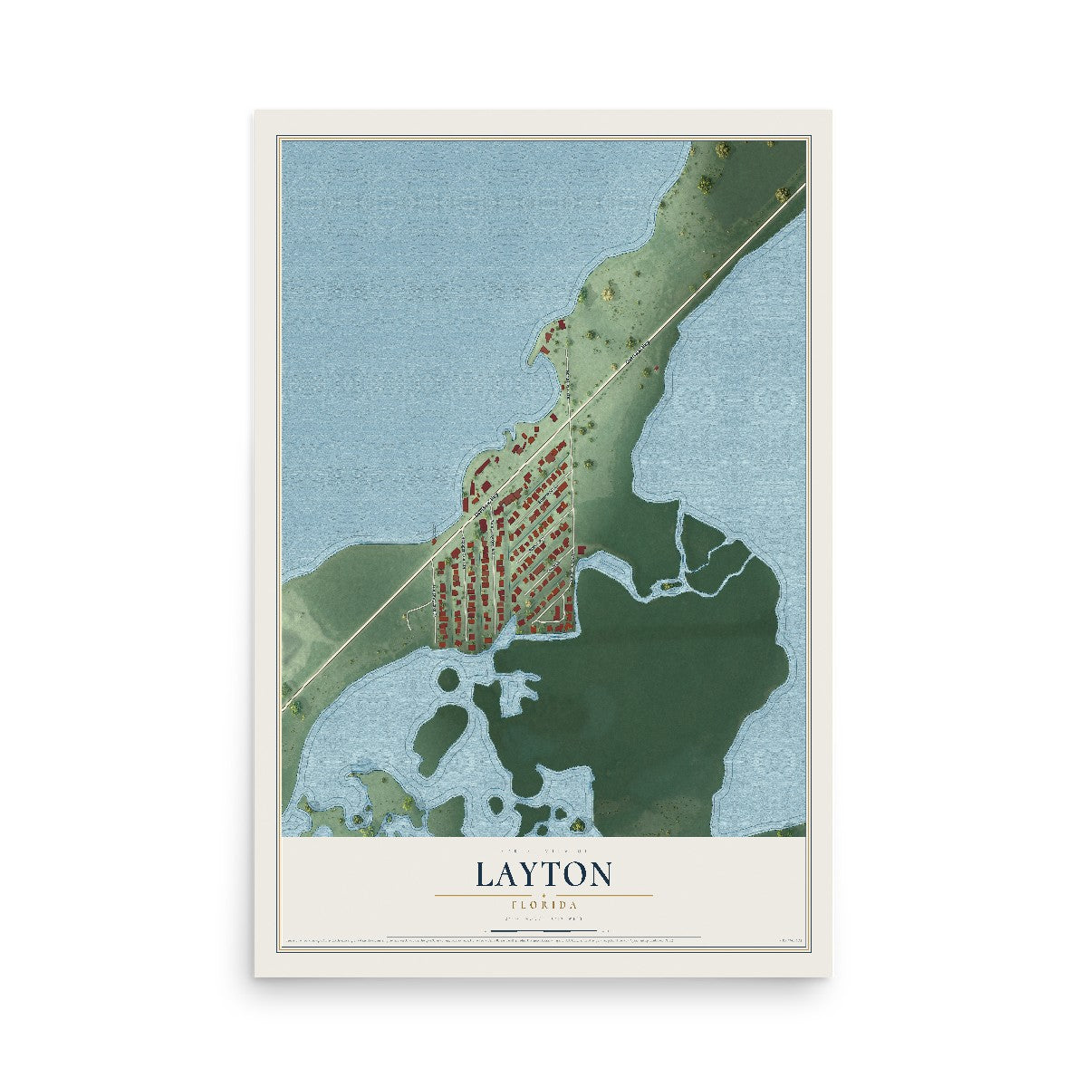 Layton, Florida map print, 12" x 18" Archival Matte Print mockup
