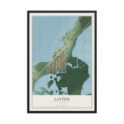 Layton, Florida map print, 12" x 18" W/ Black Ayous Wood Frame mockup