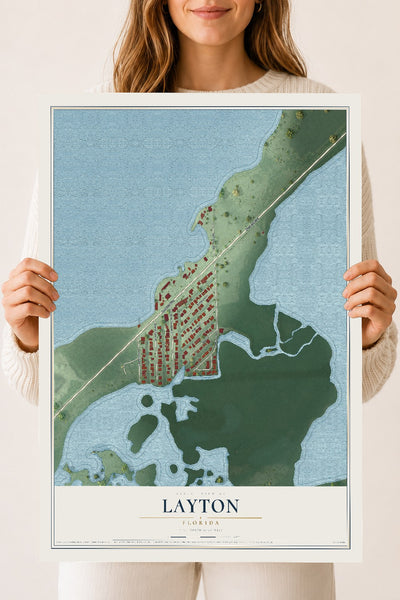 Layton, Florida map print, 18" x 24" Archival Matte Print mockup