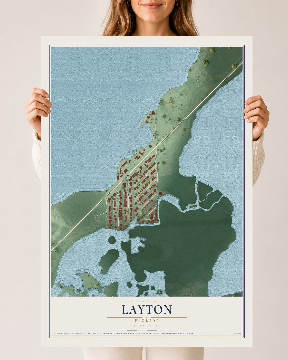 Layton, Florida map print, 24" x 36" Archival Matte Print mockup