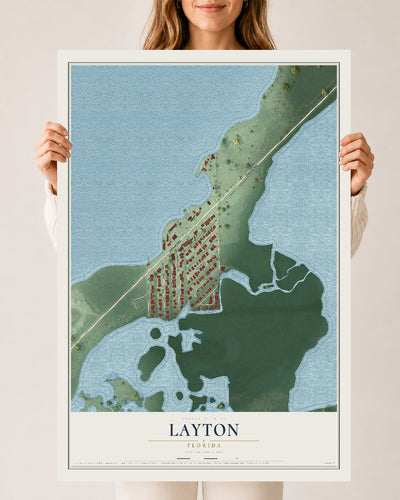 Layton, Florida map print, 24" x 36" Archival Matte Print mockup