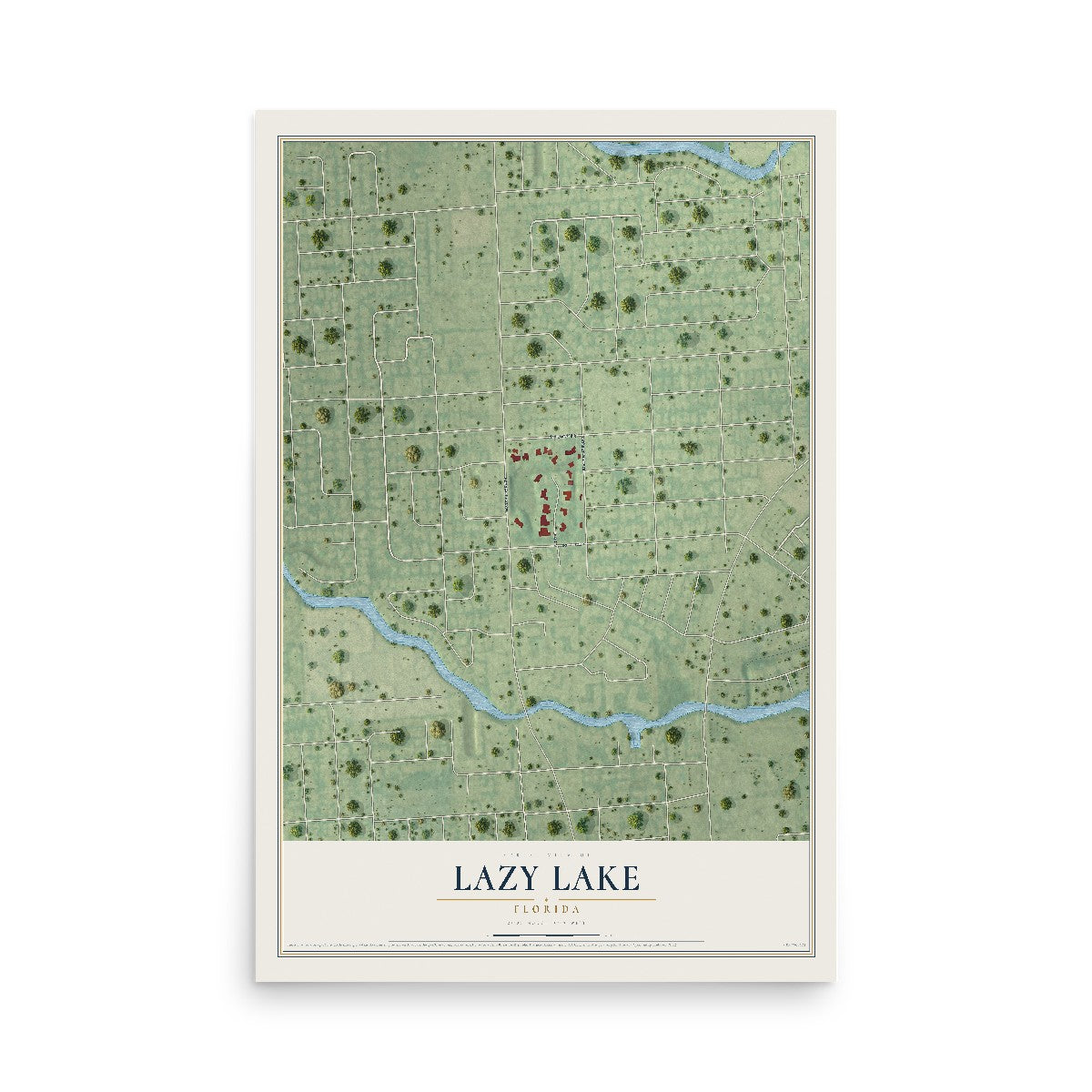 Lazy Lake, Florida map print, 12" x 18" Archival Matte Print mockup