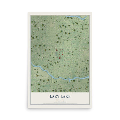 Lazy Lake, Florida map print, 12" x 18" Archival Matte Print mockup