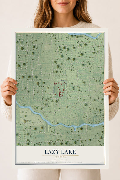Lazy Lake, Florida map print, 18" x 24" Archival Matte Print mockup
