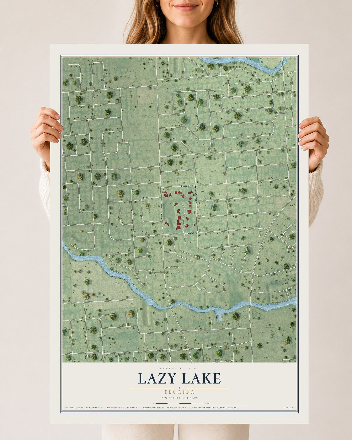 Lazy Lake, Florida map print, 24" x 36" Archival Matte Print mockup