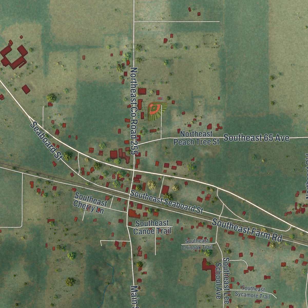 Close-up 1 of the Lee, Florida map artwork