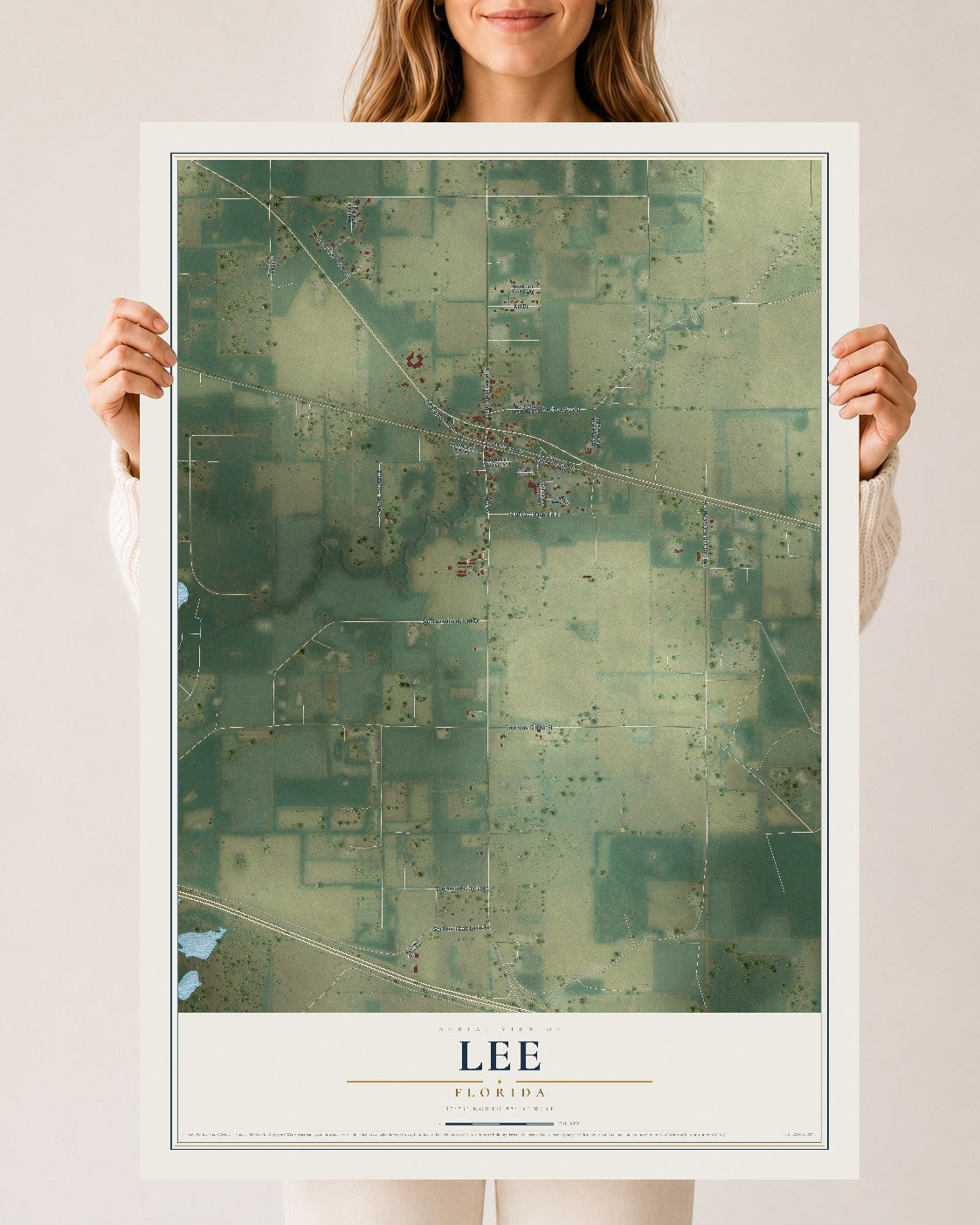 Lee, Florida map print, 24" x 36" Archival Matte Print mockup