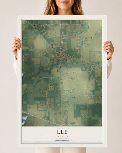 Lee, Florida map print, 24" x 36" Archival Matte Print mockup