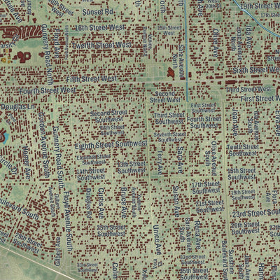 Close-up 1 of the Lehigh Acres, Florida map artwork