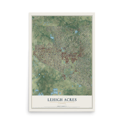 Lehigh Acres, Florida map print, 12" x 18" Archival Matte Print mockup