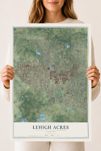 Lehigh Acres, Florida map print, 18" x 24" Archival Matte Print mockup