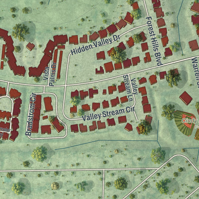 Close-up of the map of Lely, Florida print showing street and building detail