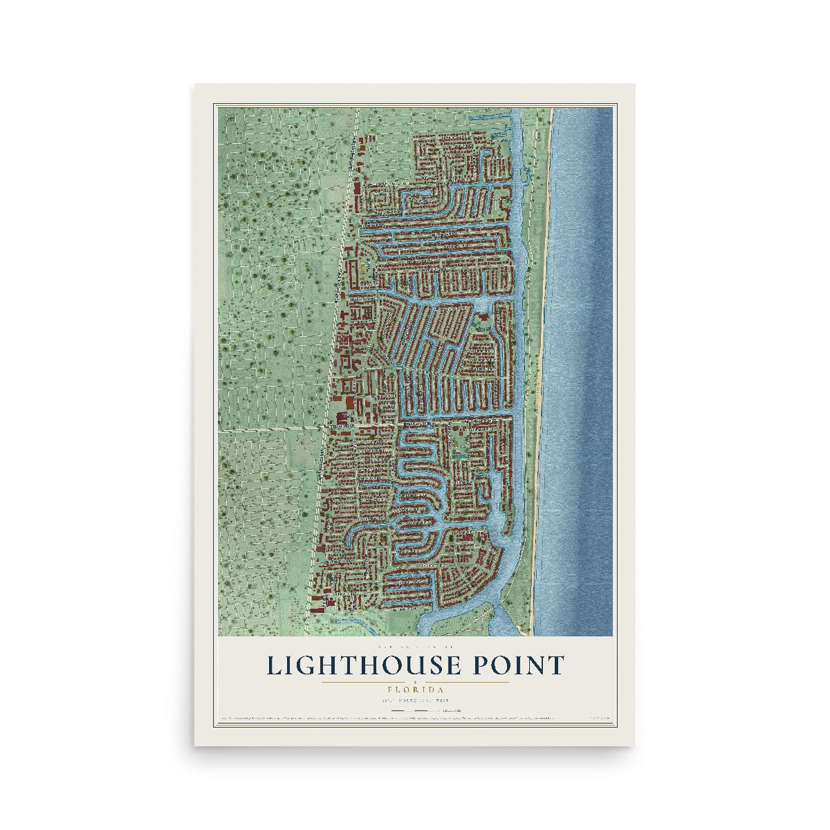 Lighthouse Point, Florida map print, 12" x 18" Archival Matte Print mockup