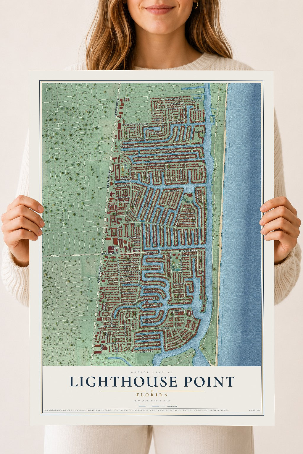 Lighthouse Point, Florida map print, 18" x 24" Archival Matte Print mockup