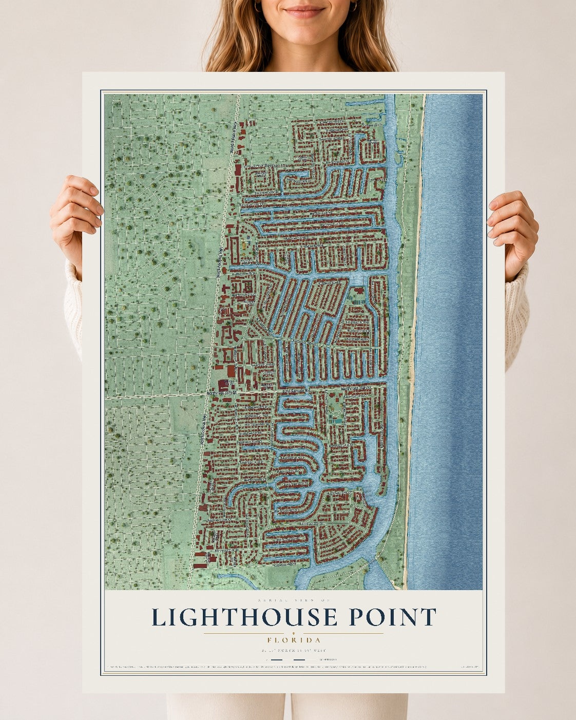 Lighthouse Point, Florida map print, 24" x 36" Archival Matte Print mockup