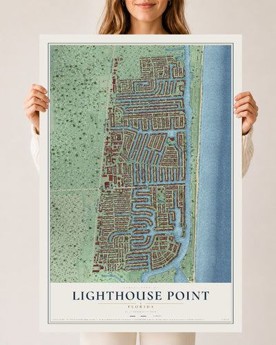 Lighthouse Point, Florida map print, 24" x 36" Archival Matte Print mockup