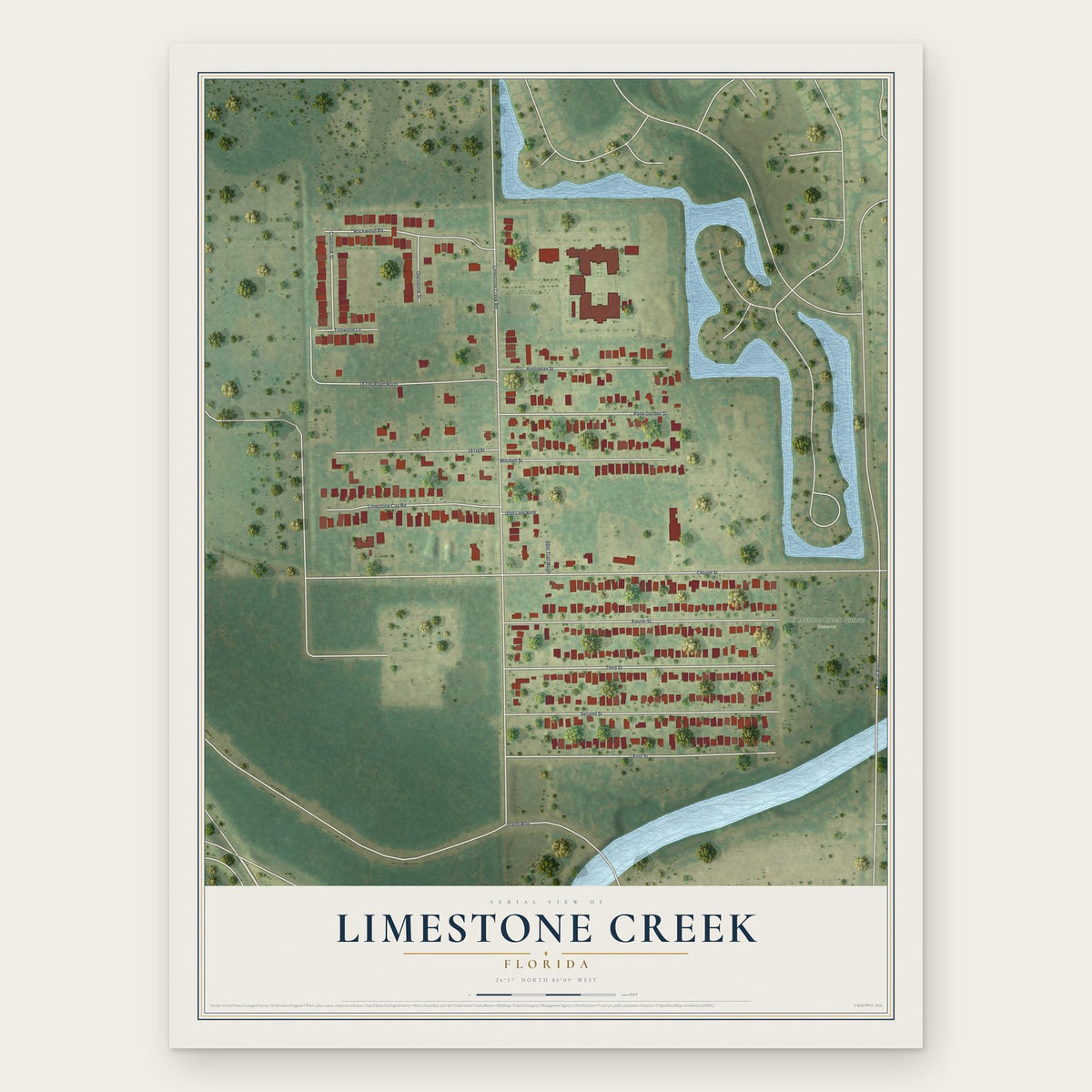 Limestone Creek, Florida map print, the full design