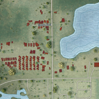 Close-up of the map of Lisbon, Florida print showing street and building detail